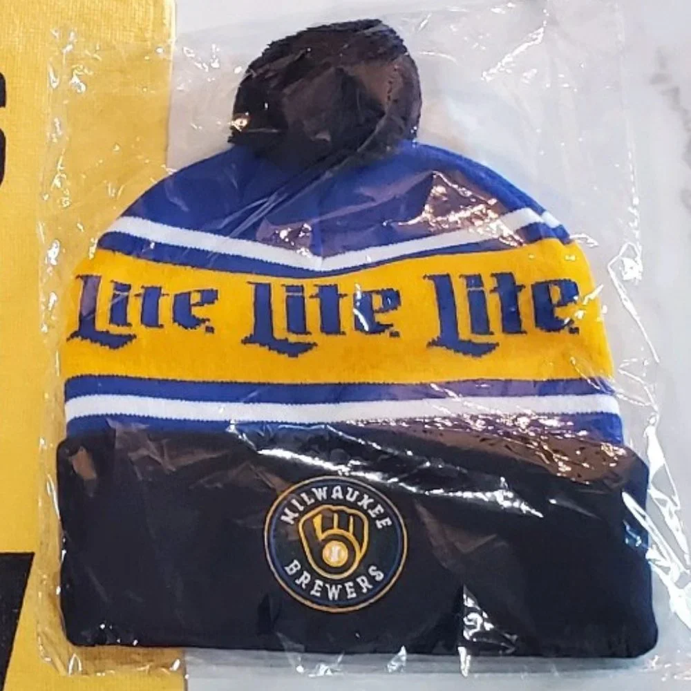 Milwaukee Brewers Miller Lite Winter Beanie Hat & Rally Towel